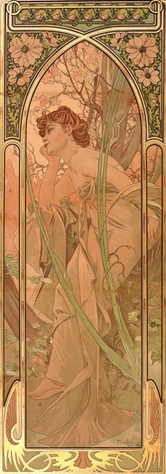 Póster Antiguo Original Times Of The Day Reverie Du Soir Evening Contemplation