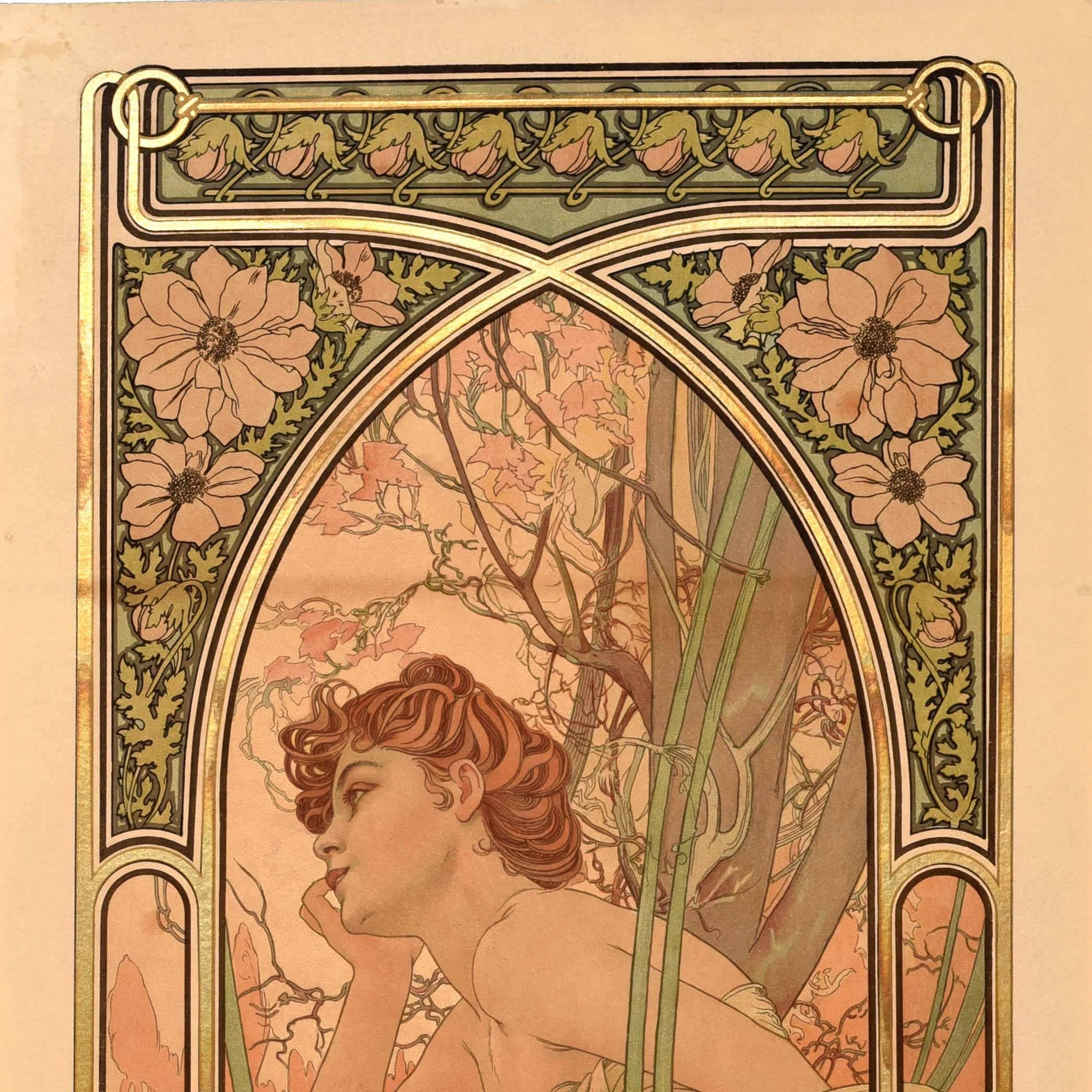Original Antike Poster Zeiten des Tages Reverie Du Soir Abend Kontemplation (Art nouveau) im Angebot