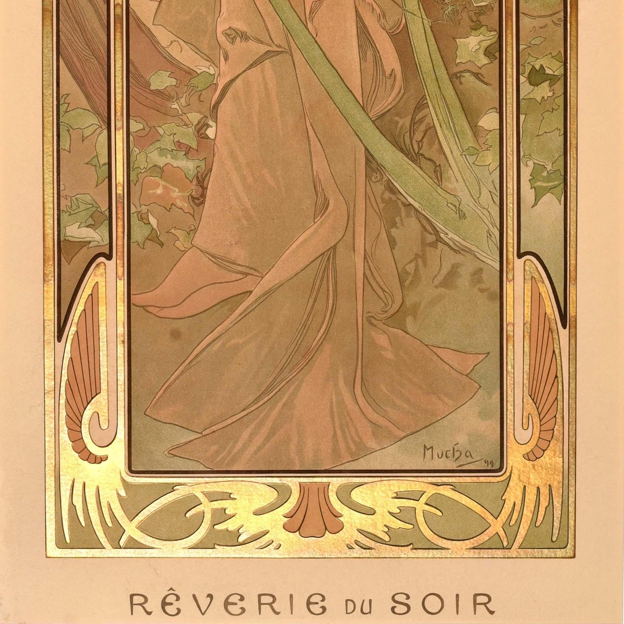 Original Antike Poster Zeiten des Tages Reverie Du Soir Abend Kontemplation im Zustand „Gut“ im Angebot in London, GB