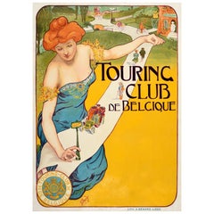 Original Antike Poster Touring Club Belgique Belgien Georges Gaudy Art Noveau