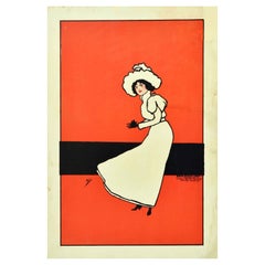 Affiche vintage originale d'illustration de mode victorienne