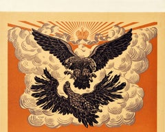 Original Antique Poster WWI Military Loan Patriotic Duty Imperial Russian Eagle