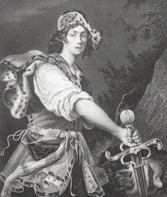 Original Antique Print After Alessandro Turchi " David ". C.1850