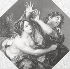 Original Antique Print After Carlo Cignani " Potiphar's Wife ". C.1850