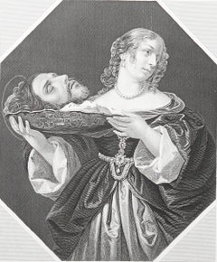 Grabado Original Antiguo Según Carlo Dolci " La Hija de Herodías ". C.1850