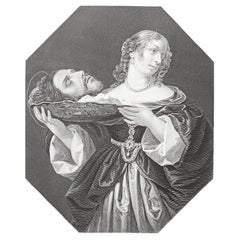 Grabado Original Antiguo Según Carlo Dolci " La Hija de Herodías ". C.1850