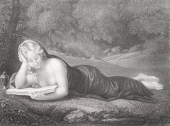 Original Antique Print After Correggio " Mary Magdalene ". C.1850