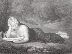 Original Antique Print After Correggio " Mary Magdalene ". C.1850