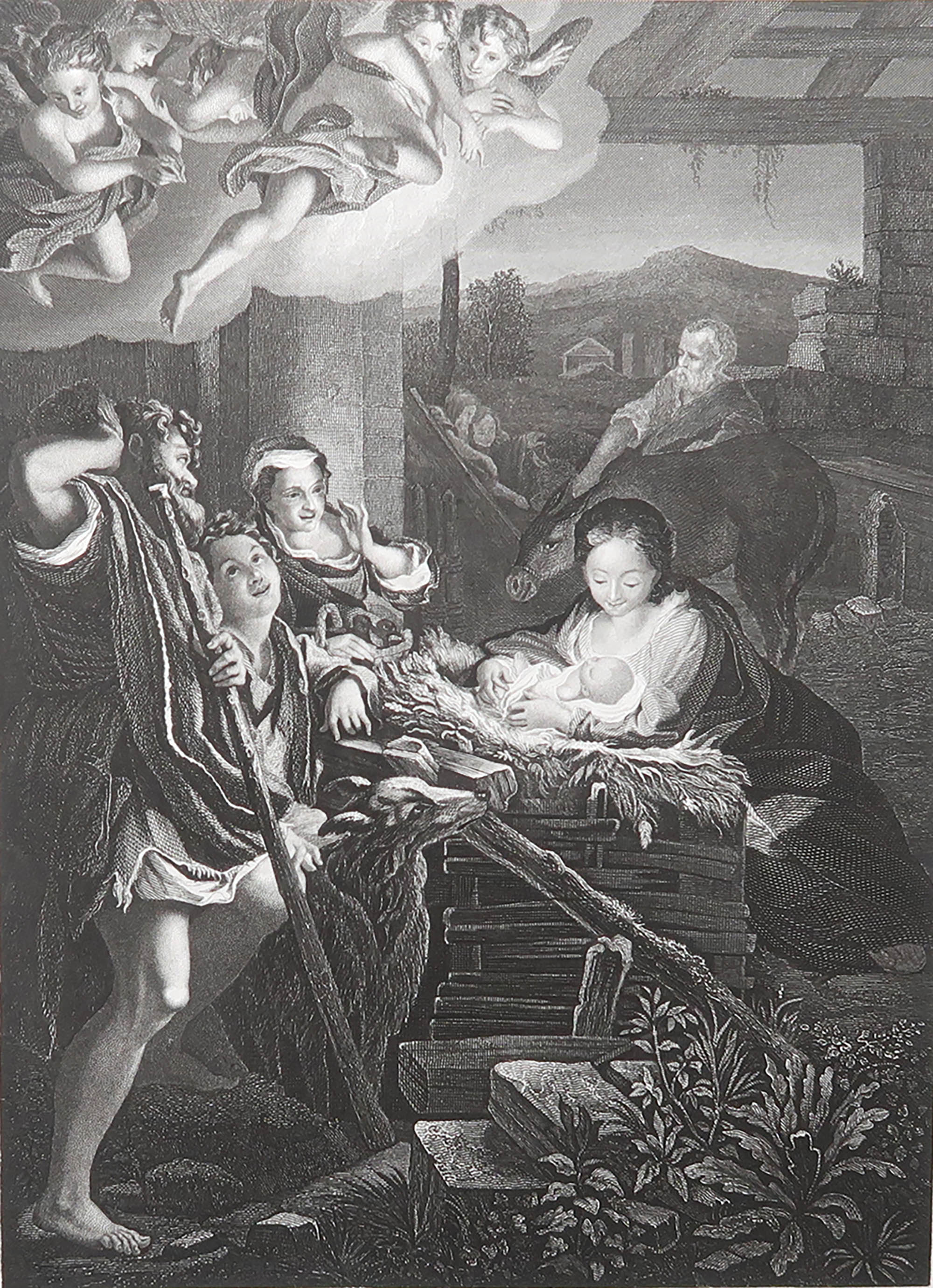 Original Antique Print After Correggio " The Nativity ". C.1850