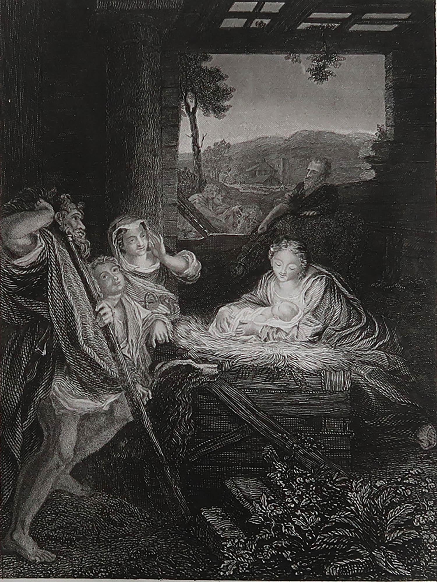 Wonderful image after Correggio

Fine Steel engraving. 

Published by Tallis, London. circa 1850

Unframed.

