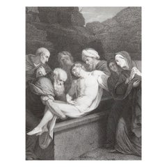 Original Antique Print After Daniele Crespi, Entombment of Christ, circa 1840
