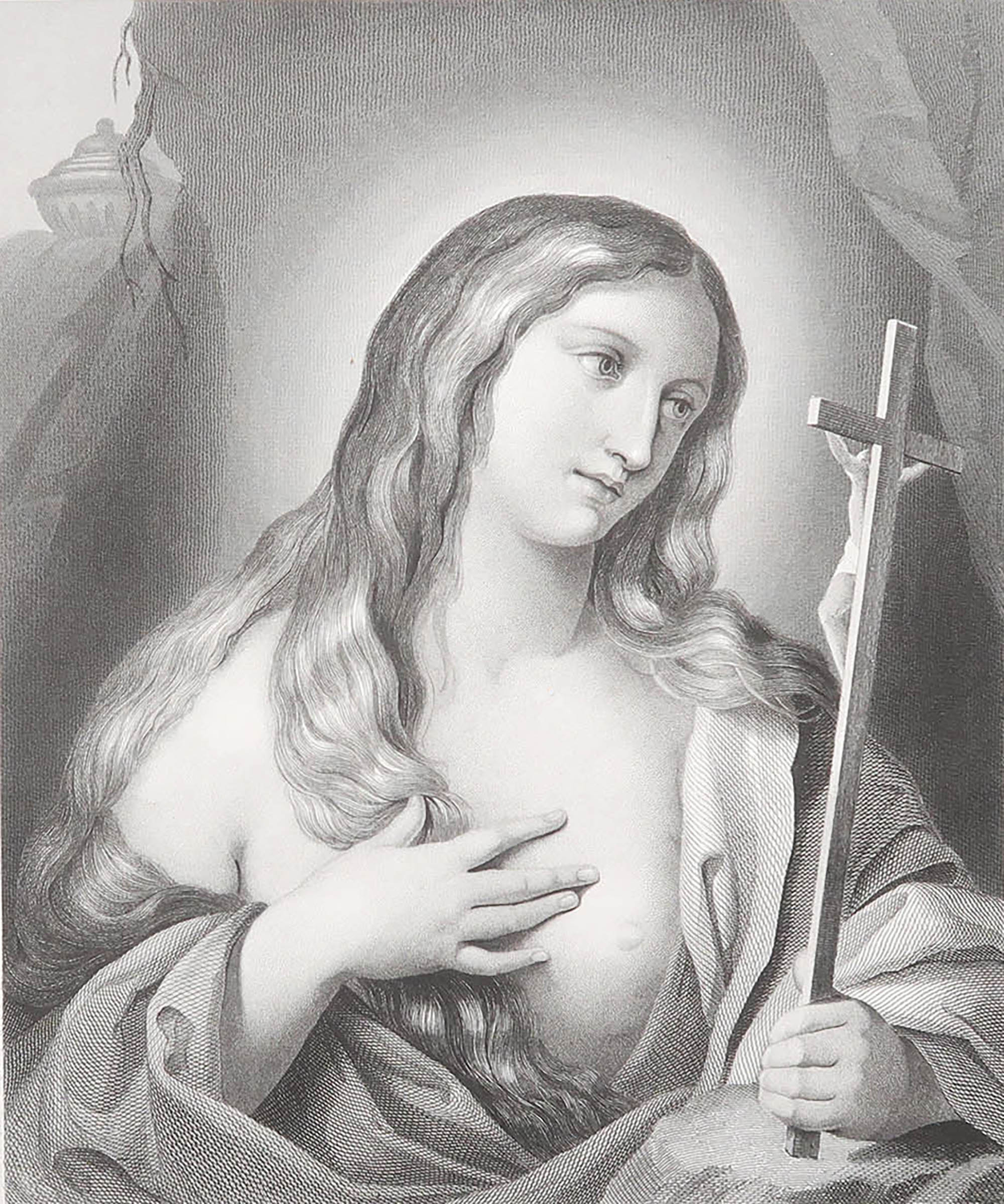 Original Antique Print After Francesco Gessi " Mary Magdalene ". C.1850 For Sale