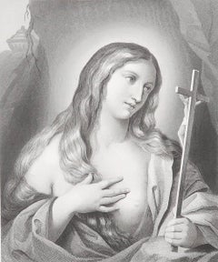 Original Antique Print After Francesco Gessi " Mary Magdalene ". C.1850