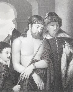 Stampa antica originale dopo Francesco Vecellio "Ecce Homo". C.1850