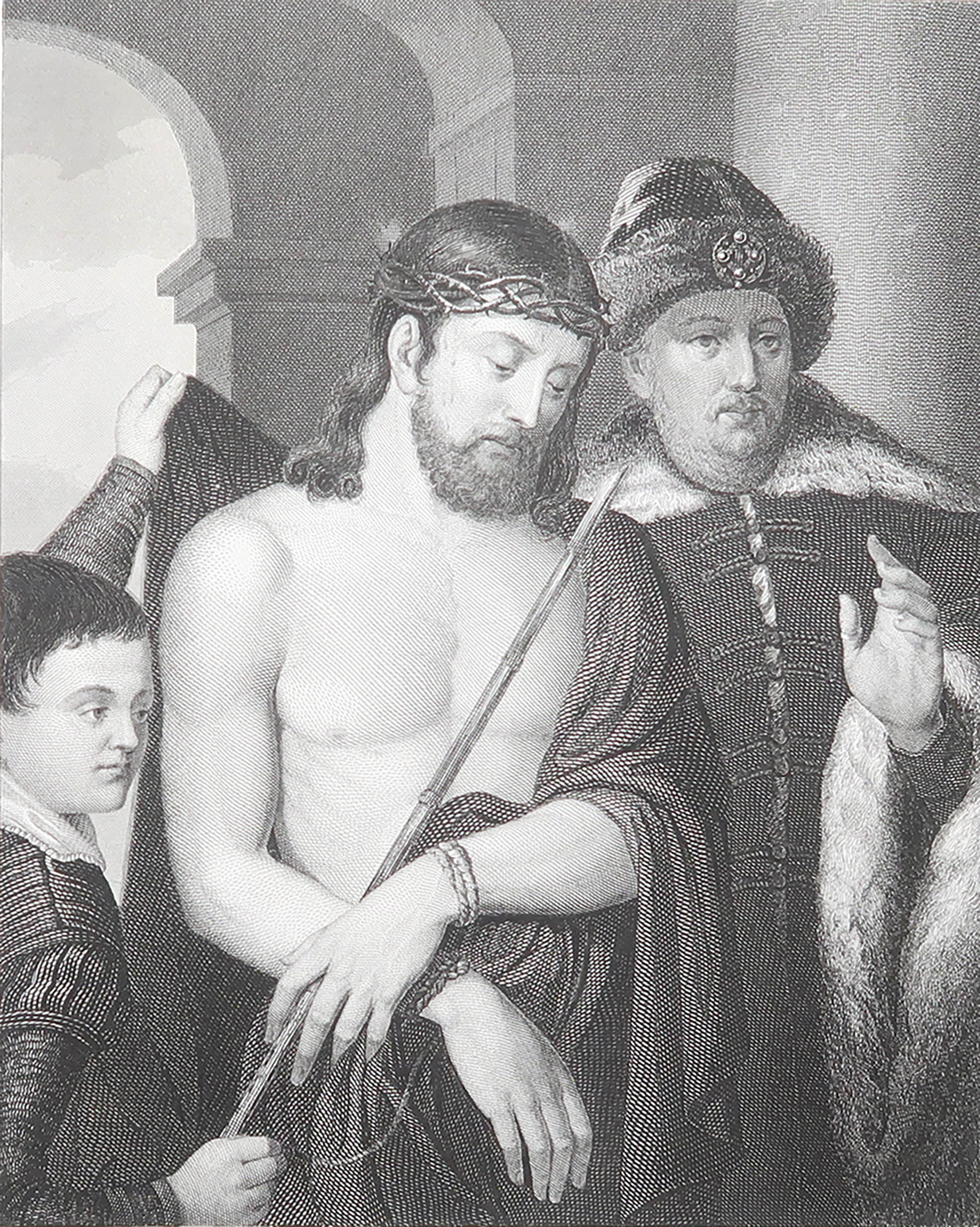Original Antique Print After Francesco Vecellio " Ecce Homo ". C.1850 For Sale