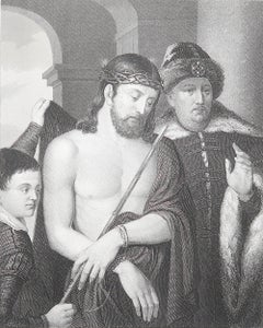 Stampa antica originale dopo Francesco Vecellio "Ecce Homo". C.1850