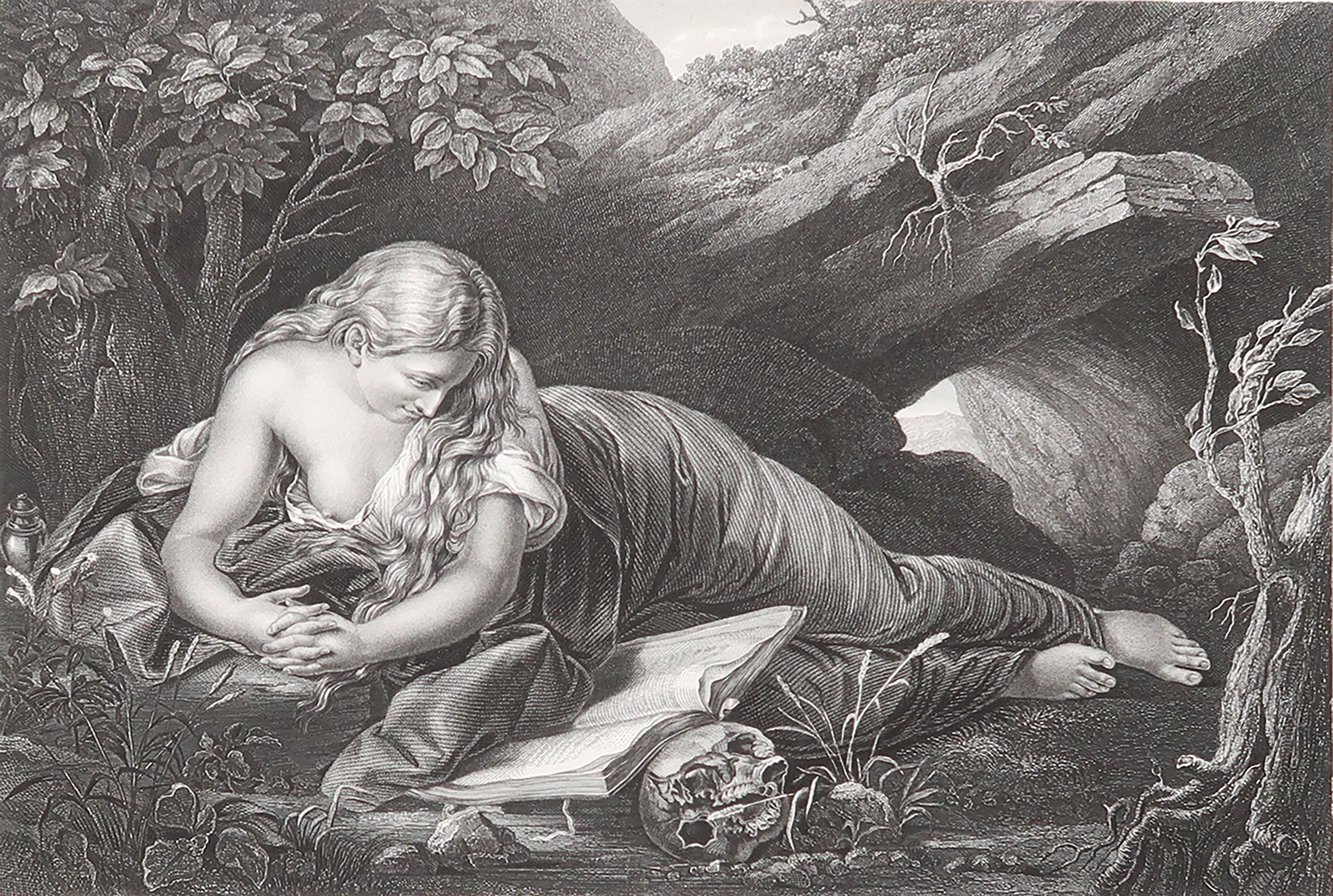 Antiker Originaldruck nach Girolamo Batoni " Maria Magdalena ". C.1850 im Angebot