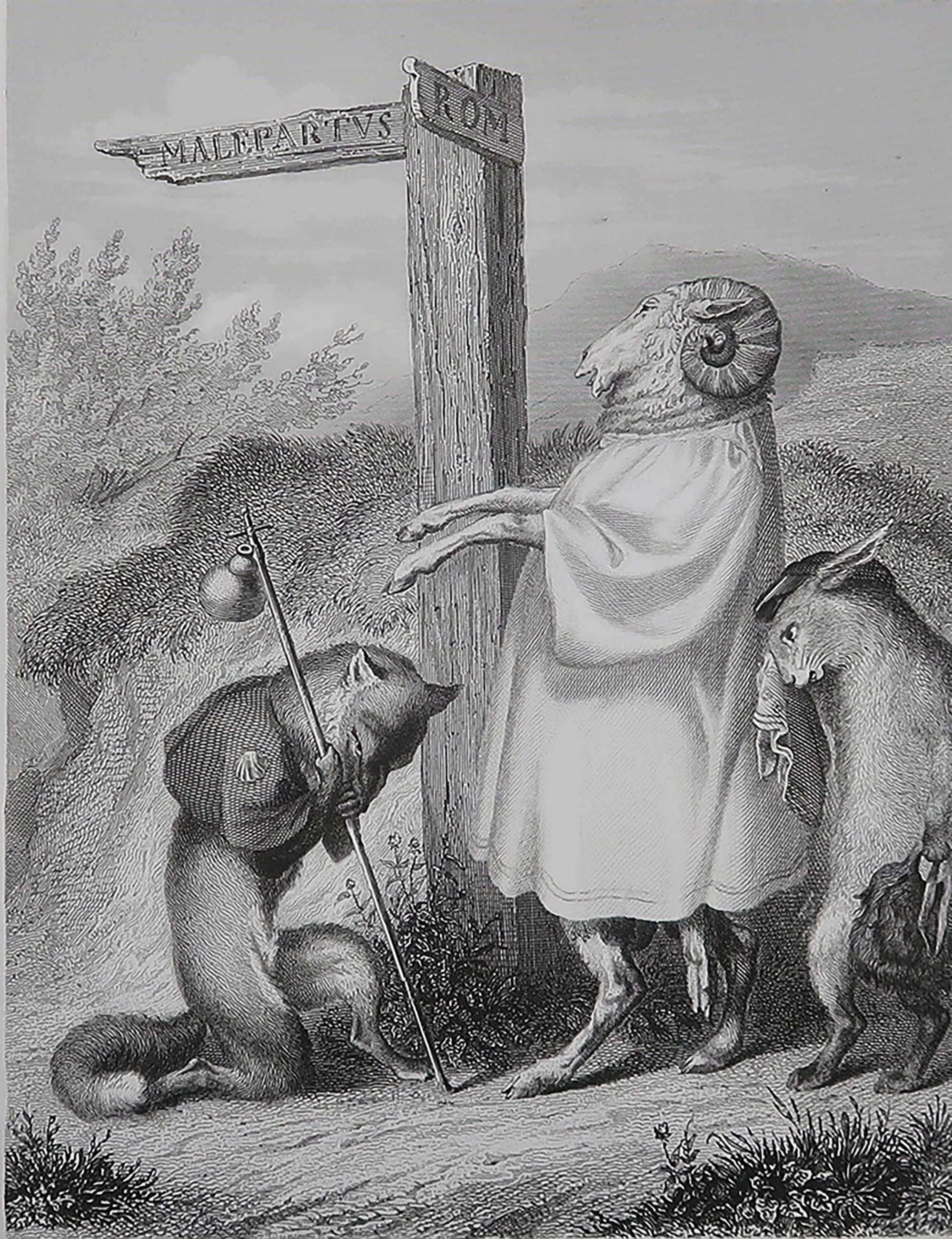 Belle image de Heinrich Leutemann

De la série Reynard Le Renard

Gravure sur acier fin

Publié par A.H. Payne C.C. 1850

Non encadré.

