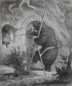 Original Antique Print After H. Leutemann, Reynard the Fox- Bruin As Messenger