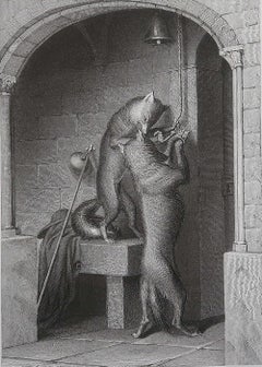 Original Antique Print After H. Leutemann, Reynard the Fox-Isegrim And The Bells