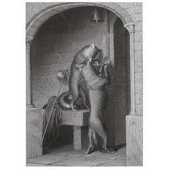 Original Antique Print After H. Leutemann, Reynard the Fox-Isegrim And The Bells