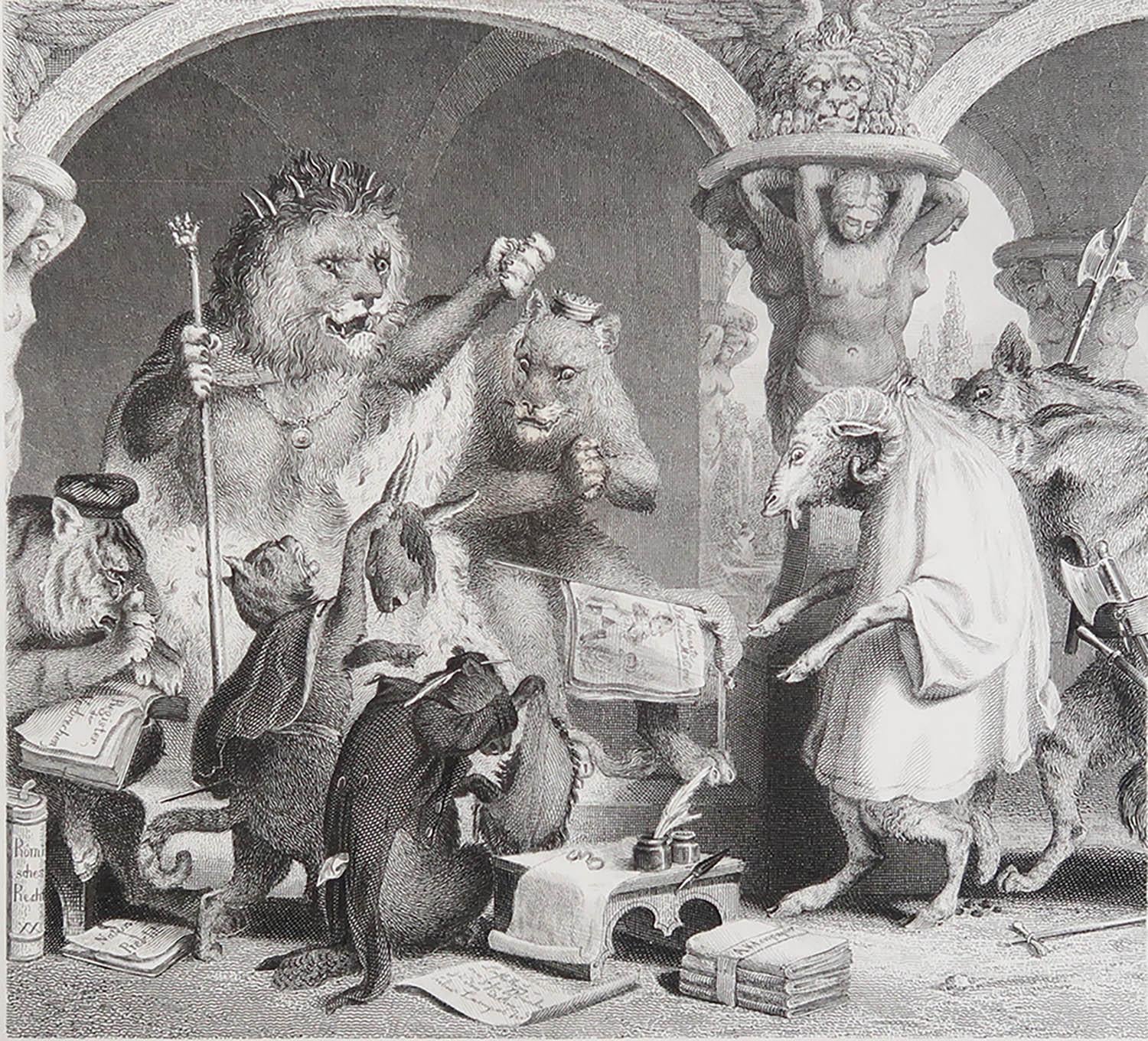 Belle image de Heinrich Leutemann

De la série Reynard Le Renard

Gravure sur acier fin

Publié par A.H. Payne C.C. 1850

Non encadré.

