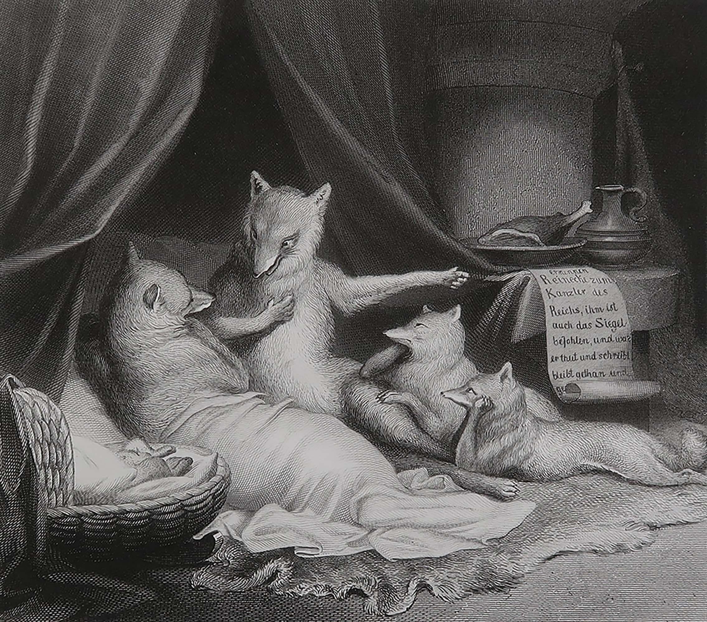 Belle image de Heinrich Leutemann

De la série Reynard Le Renard

Gravure sur acier fin

Publié par A.H. Payne C.C. 1850

Non encadré.


