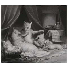 Stampa antica originale dopo H. Leutemann, Reynard la volpe che racconta le sue avventure