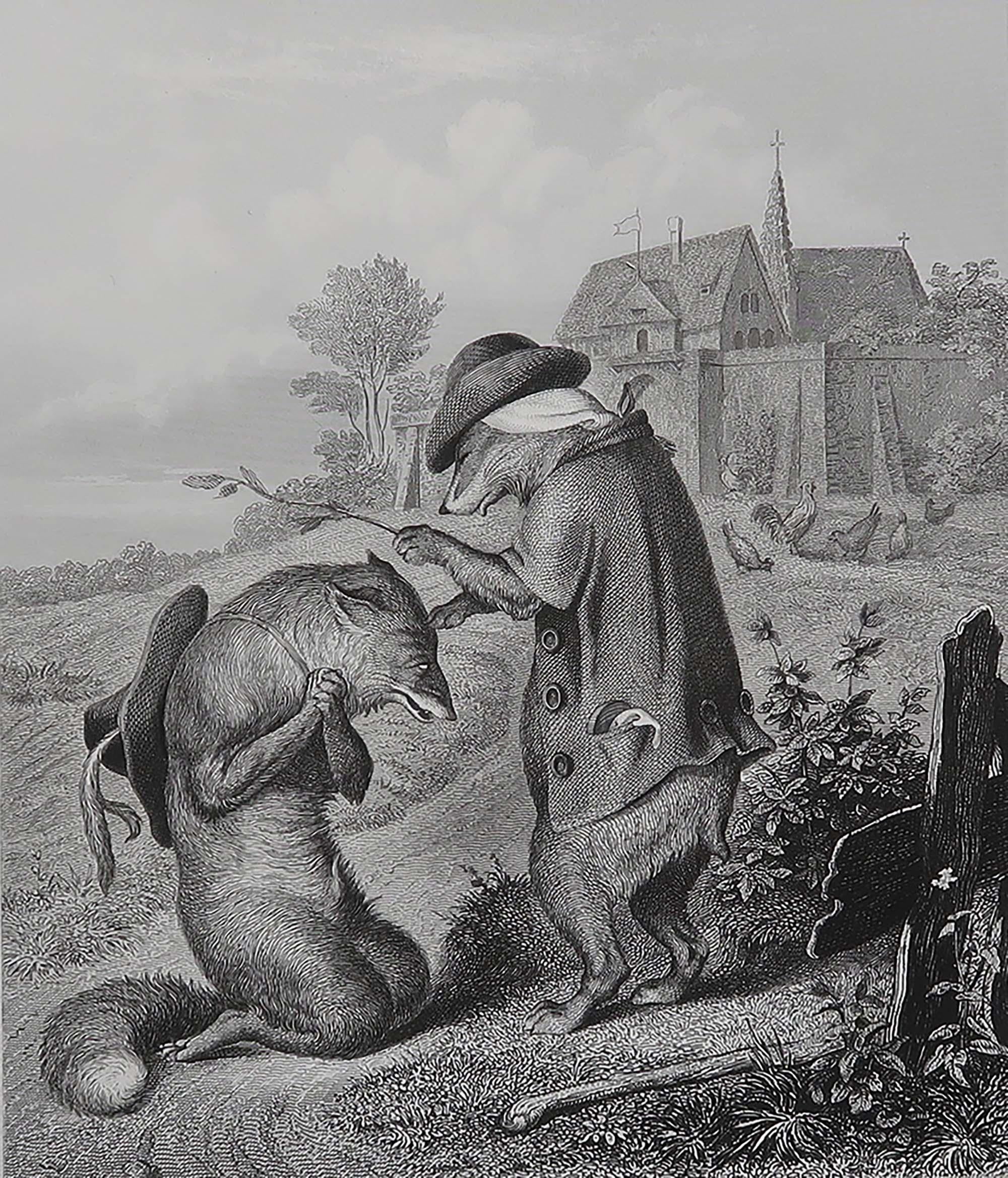 Belle image de Heinrich Leutemann

De la série Reynard Le Renard

Gravure sur acier fin

Publié par A.H. Payne C.C. 1850

Non encadré.

