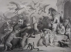 Original Antique Print After H. Leutemann, Reynard the Fox's Trial