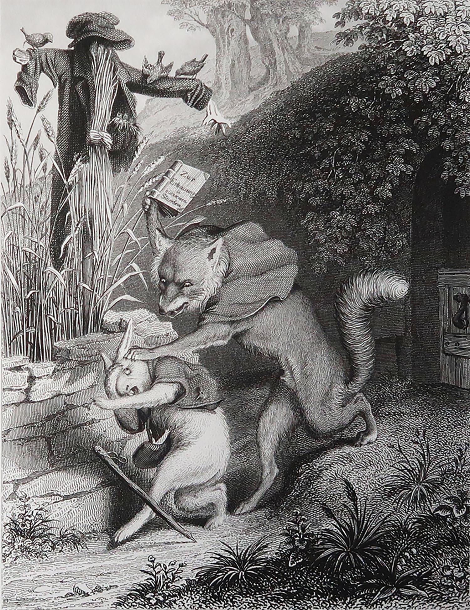 Great image by Heinrich Leutemann

From the Reynard The Fox series

Fine steel engraving

Published by A.H. Payne C.1850

Unframed.

