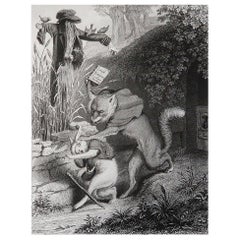 Original Antique Print After Heinrich Leutemann, Reynard the Fox and the Coney