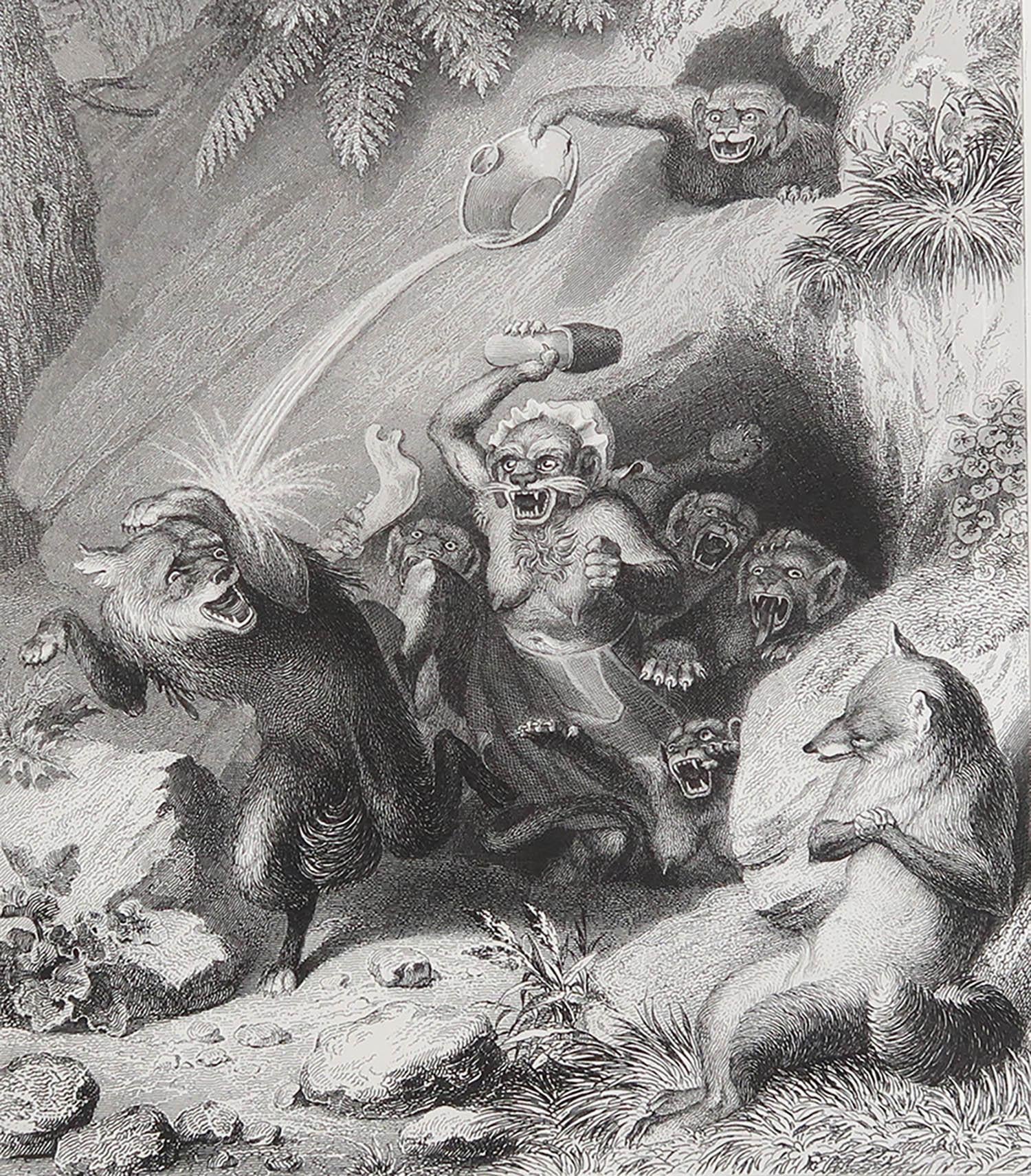 Great image by Heinrich Leutemann

From the Reynard The Fox series

Fine steel engraving

Published by A.H. Payne circa 1850

Unframed.

