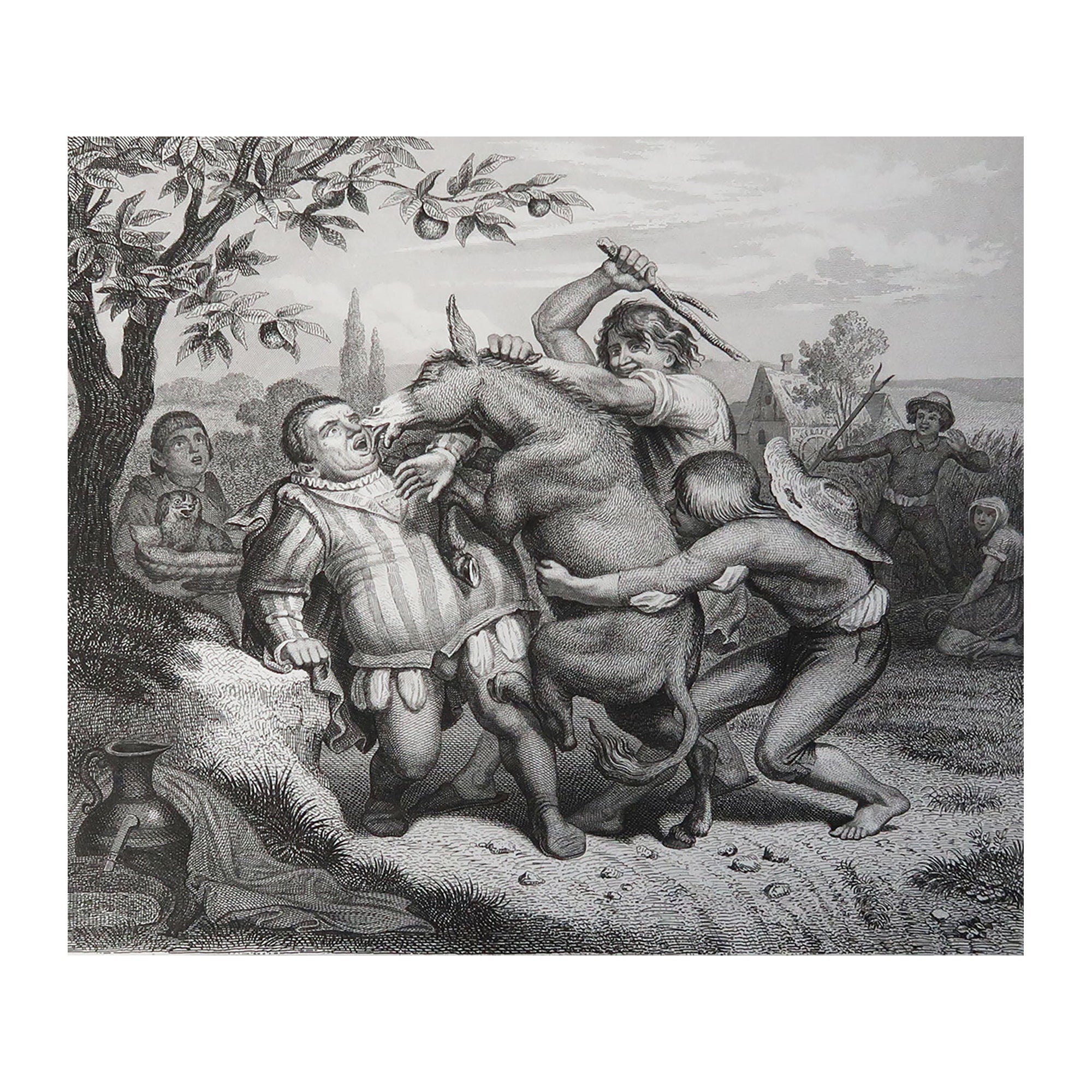 Original Antique Print After Heinrich Leutemann, Reynard The Fox, Man & Donkey