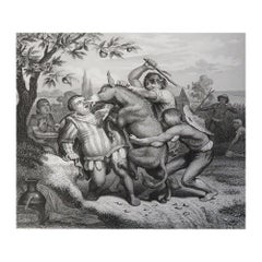 Original Antique Print After Heinrich Leutemann, Reynard The Fox, Man & Donkey