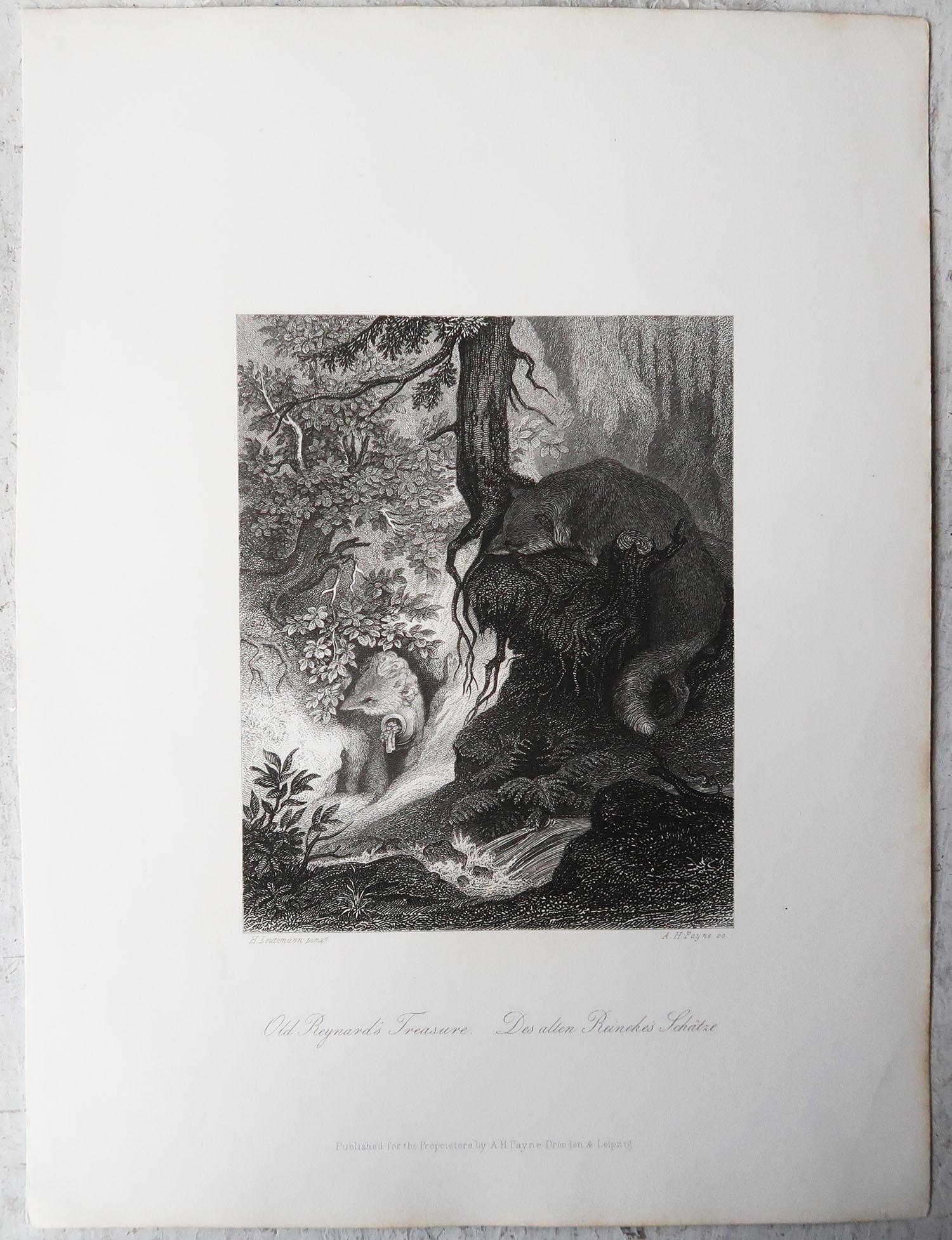 Black Forest Original Antique Print After Heinrich Leutemann, Reynard The Fox's Treasure  