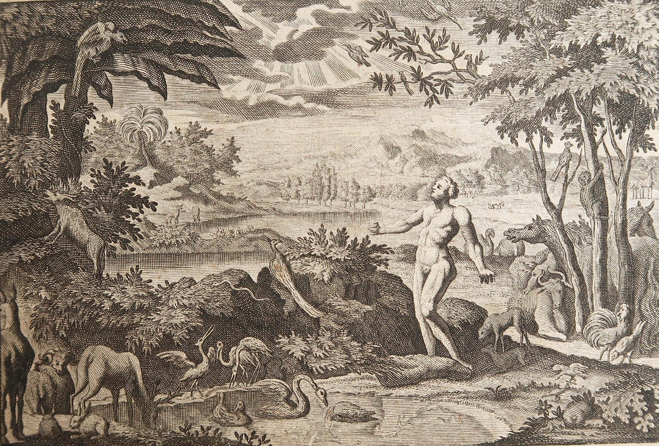 Wunderschöner Kupferstich nach Jan Luyken

Herausgegeben von Marten Schagen, Amsterdam. 1724

Text auf der Rückseite

Das angegebene Maß ist die Papiergröße.




