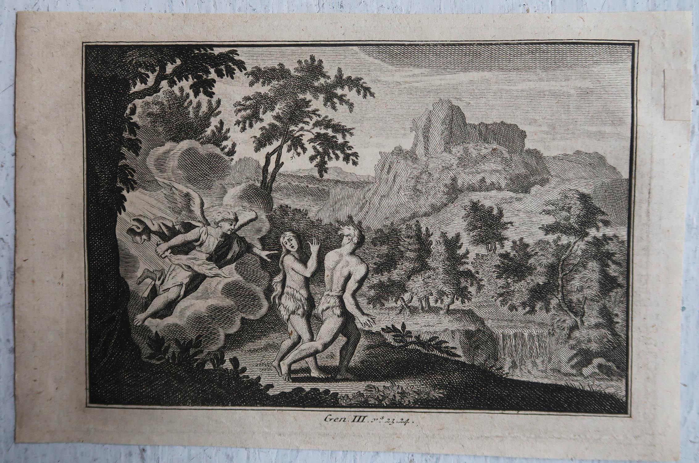 Renaissance Original Antique Print after Jan Luyken, Amsterdam, Genesis III, 1724