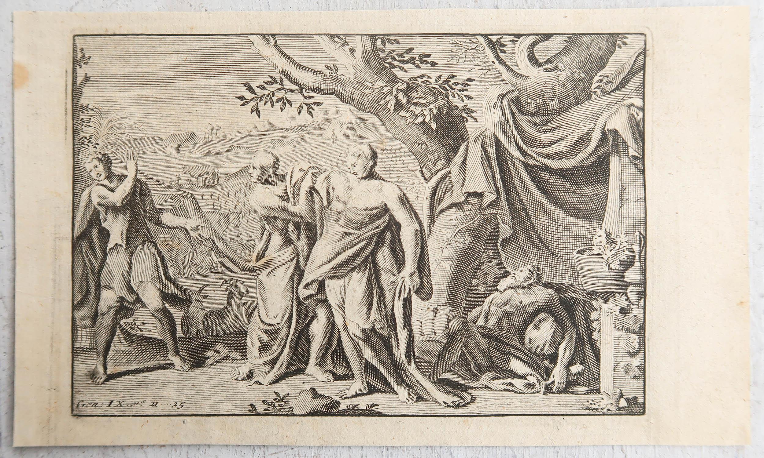 Renaissance Impression d'origine ancienne d'après Jan Luyken, Amsterdam, Genesis IX, 1724 en vente