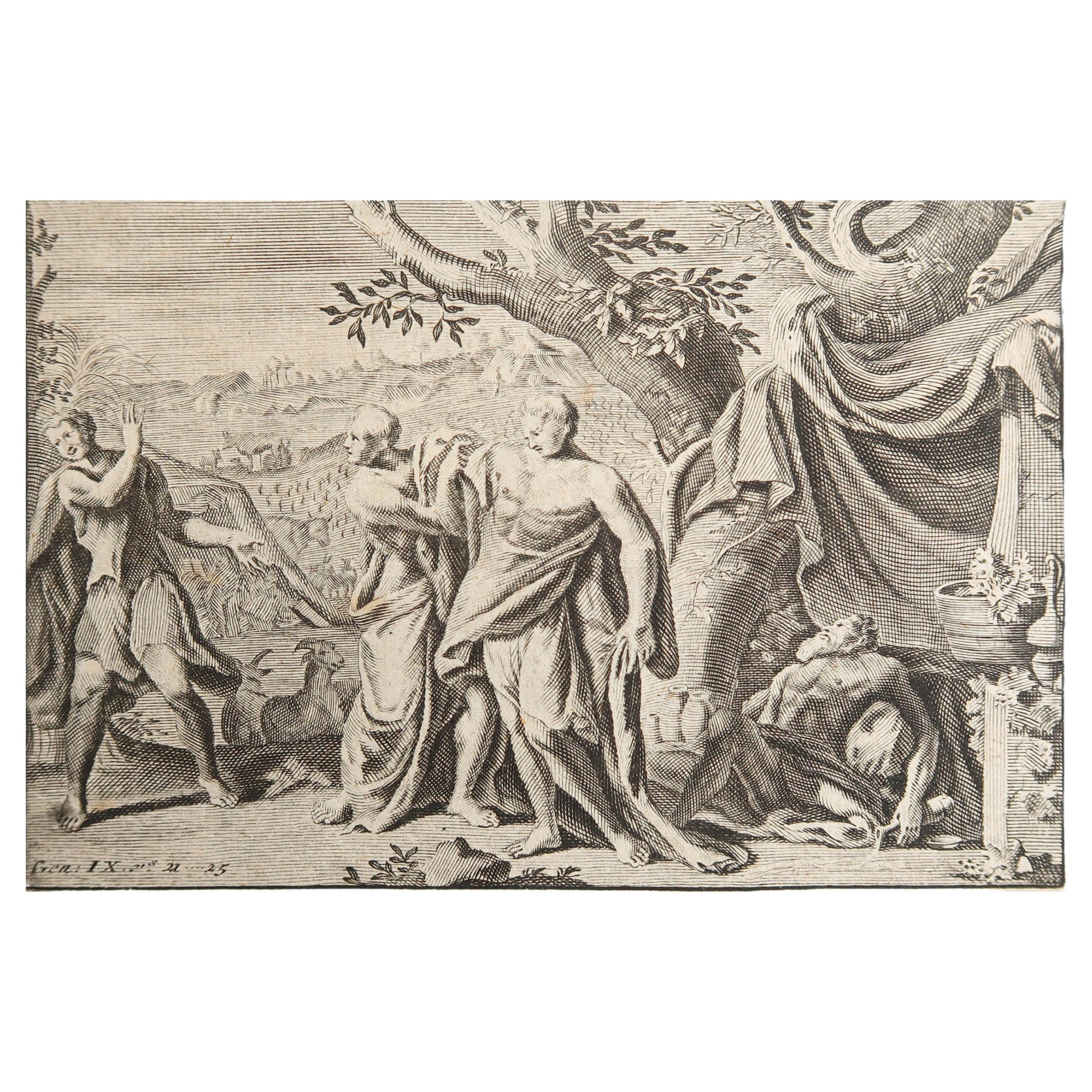 Impression d'origine ancienne d'après Jan Luyken, Amsterdam, Genesis IX, 1724 en vente