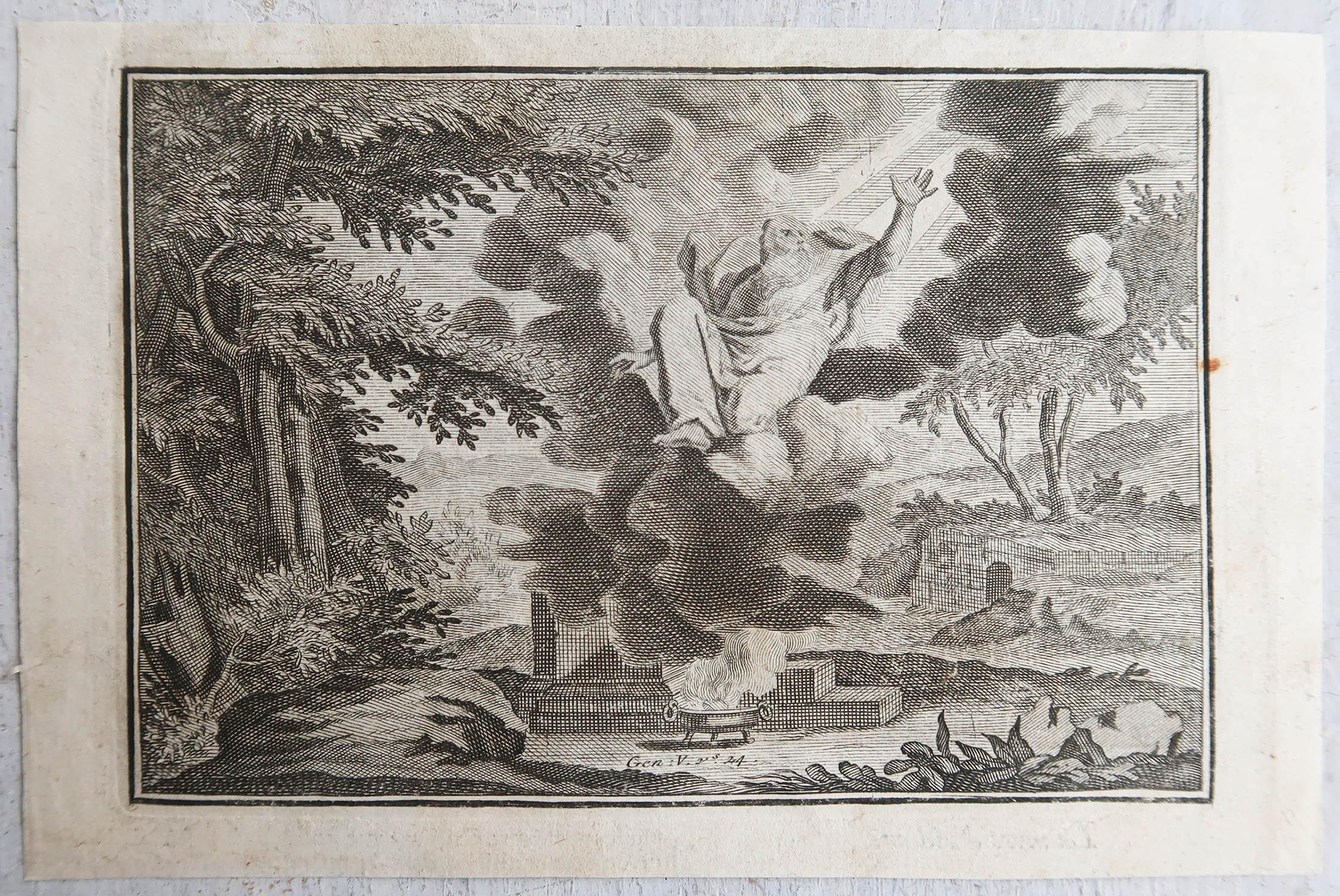 Renaissance Impression d'origine ancienne d'après Jan Luyken, Amsterdam, Genesis V, 1724 en vente