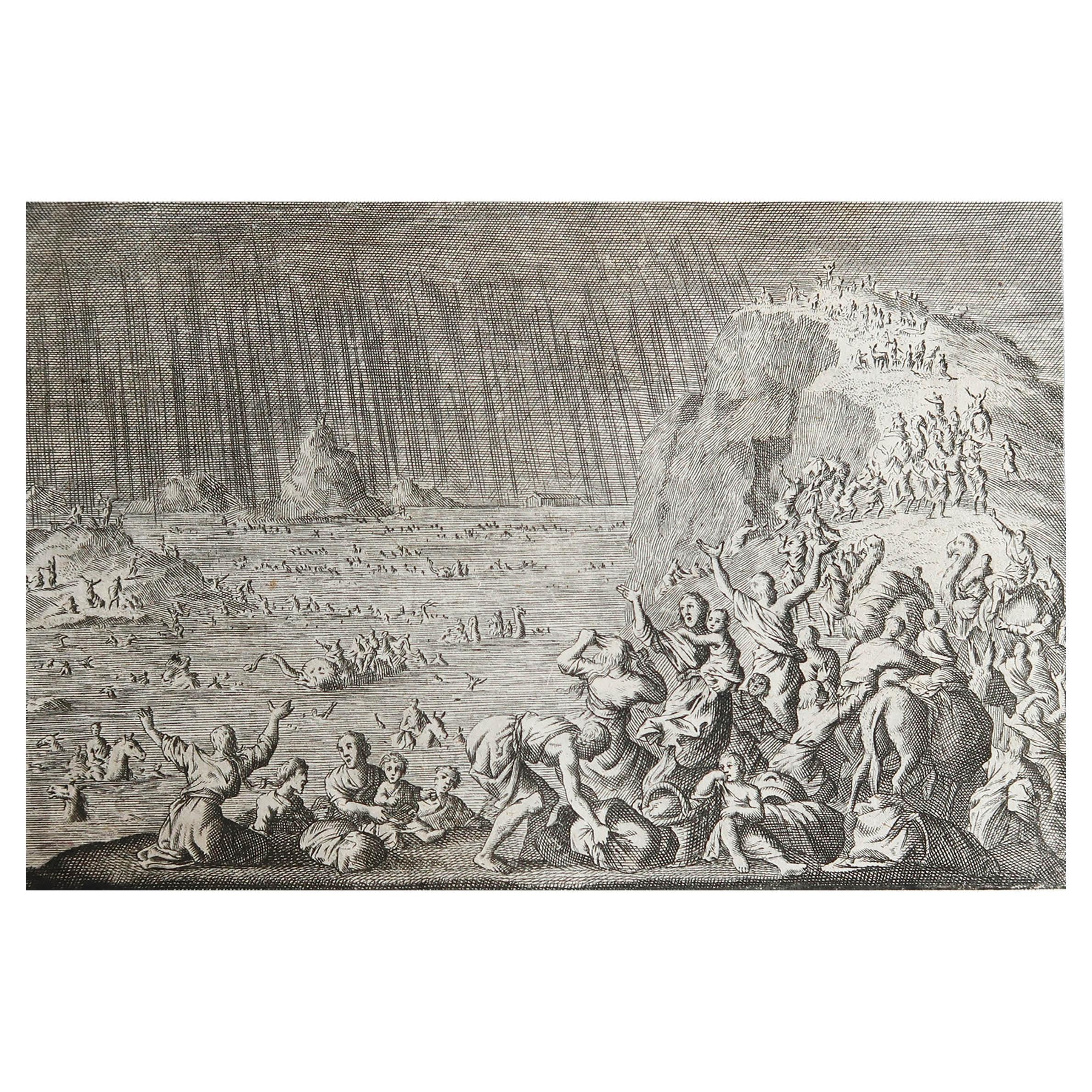 Impression d'origine ancienne d'après Jan Luyken, Amsterdam, Genesis VII, 1724 en vente
