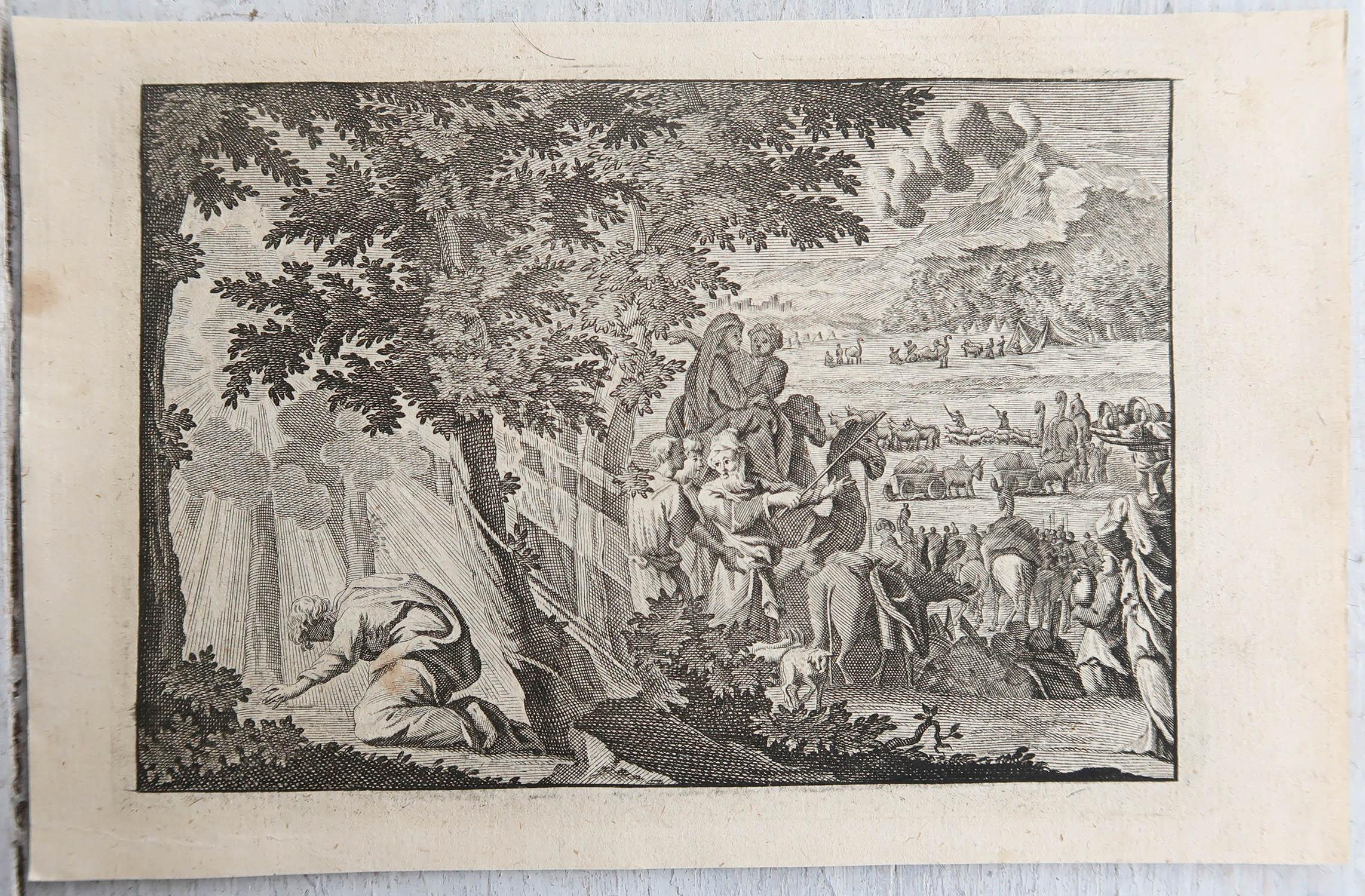 Renaissance Original Antique Print d'après Jan Luyken, Amsterdam, Genesis XIII, 1724 en vente