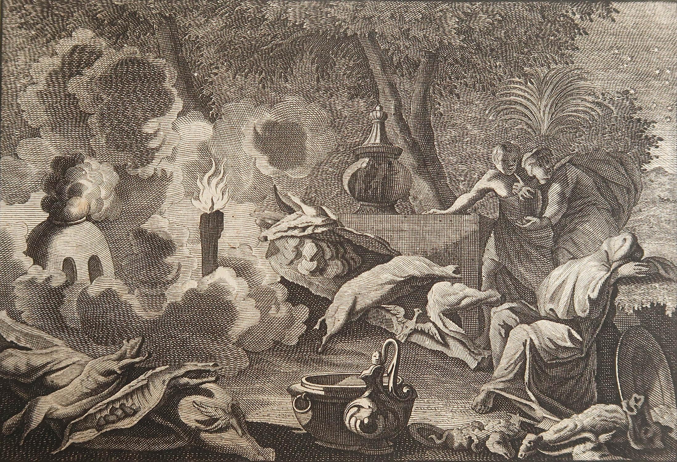 Maravilloso grabado en cobre según Jan Luyken

Publicado por Marten Schagen, Amsterdam. 1724

Texto en el verso

La medida indicada es el tamaño del papel.




