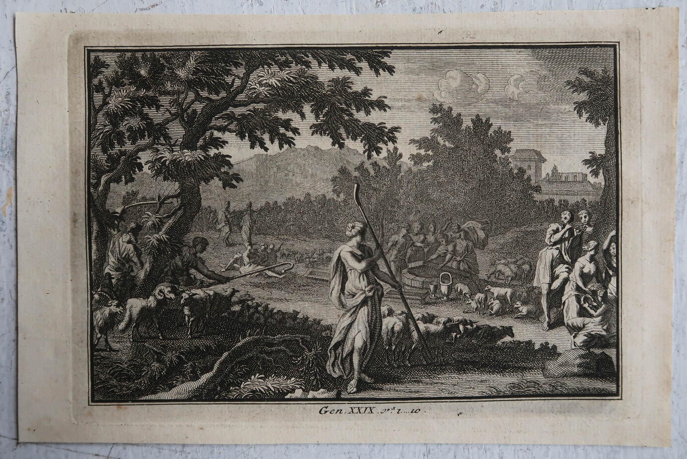 English Original Antique Print After Jan Luyken, Amsterdam, Genesis XXIX, 1724