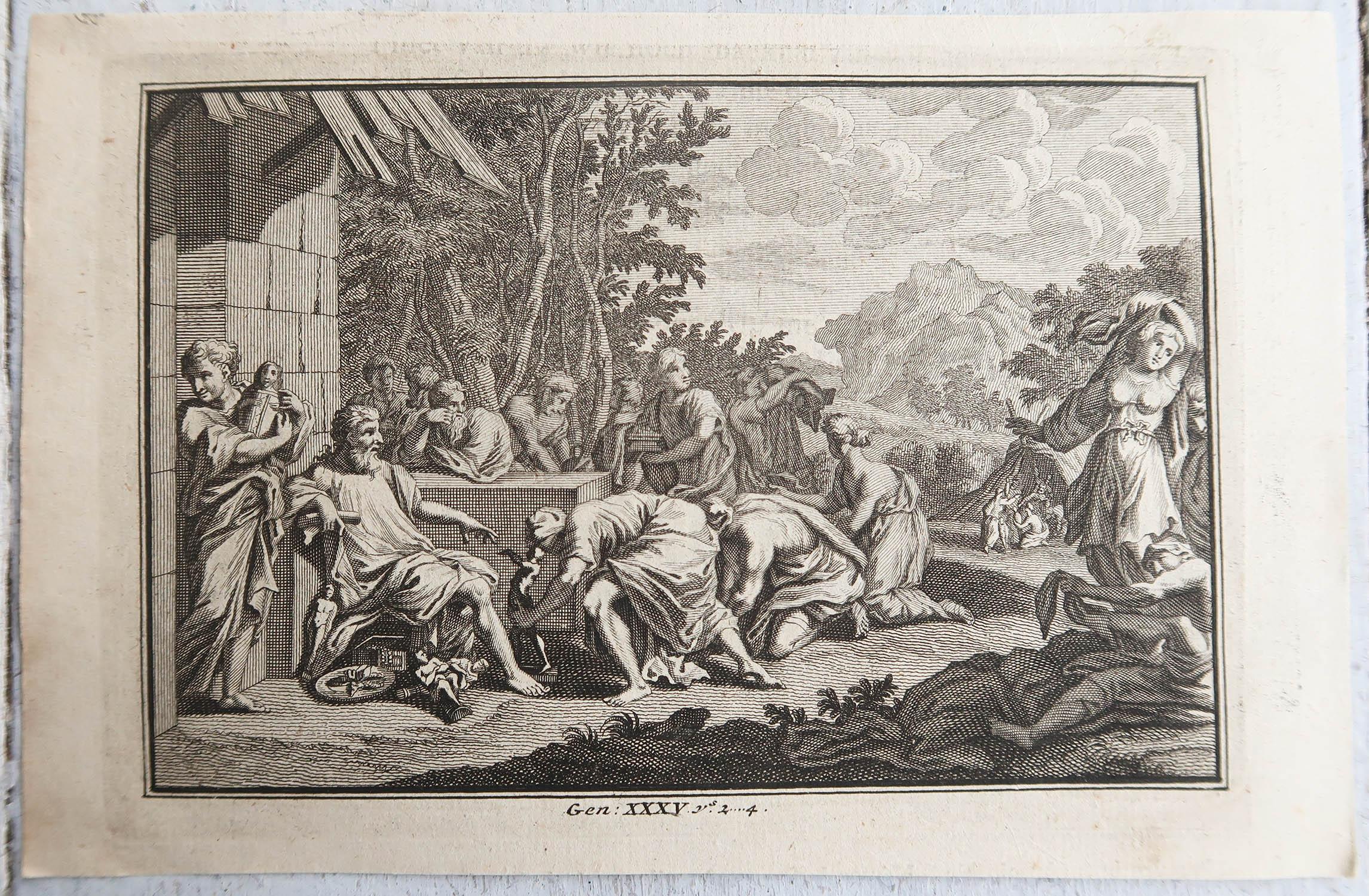 Dutch Original Antique Print after Jan Luyken, Amsterdam, Genesis XXXV, 1724 For Sale