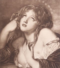 Grabado original antiguo según Jean-Baptiste Greuze. 1912