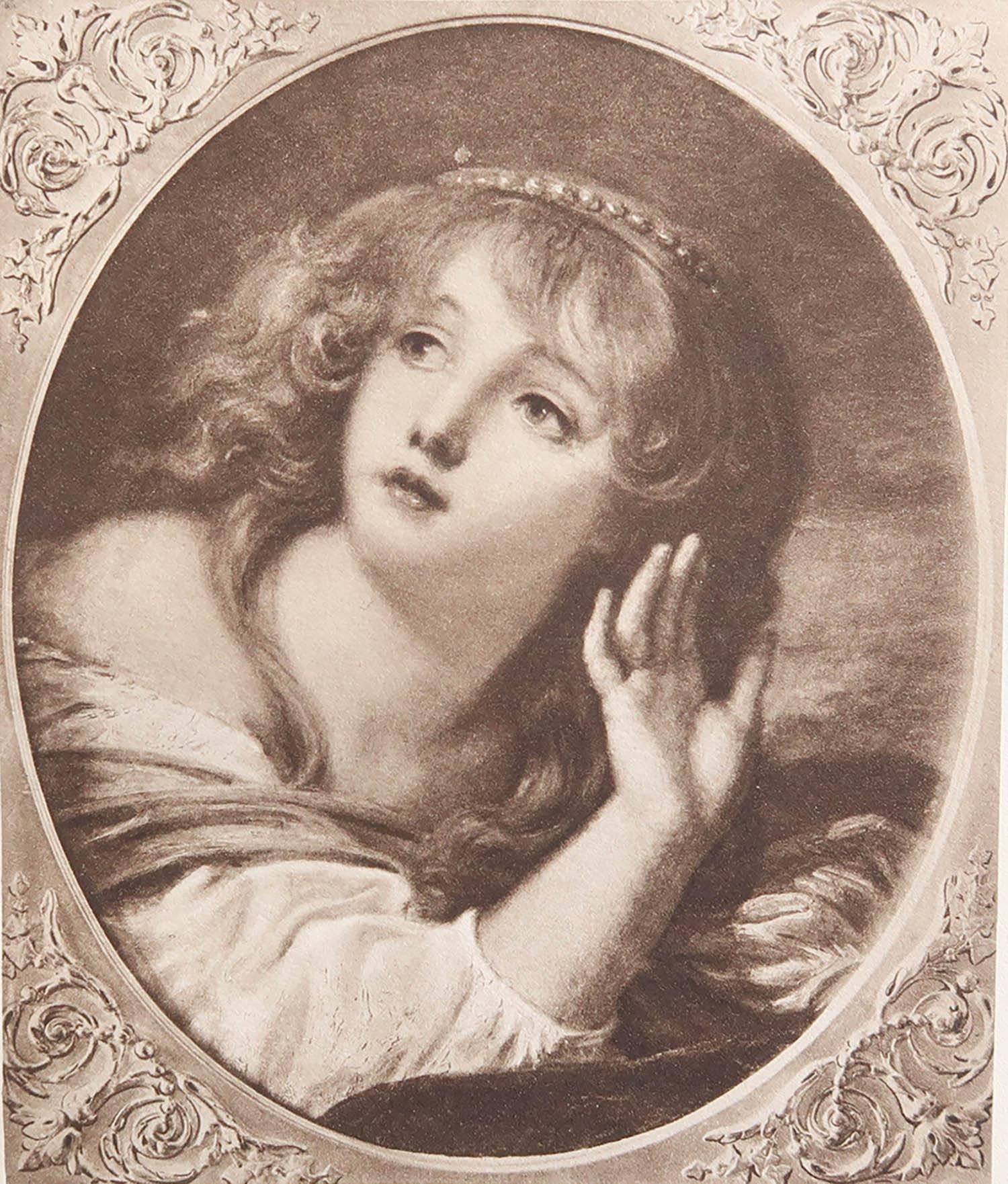 Schönes Bild von Greuze

Fototiefdruck

Auf hochwertigem Velinpapier

Herausgegeben von Hutchinson & Co. London. 1912

Das Maß ist die Papiergröße

Ungerahmt