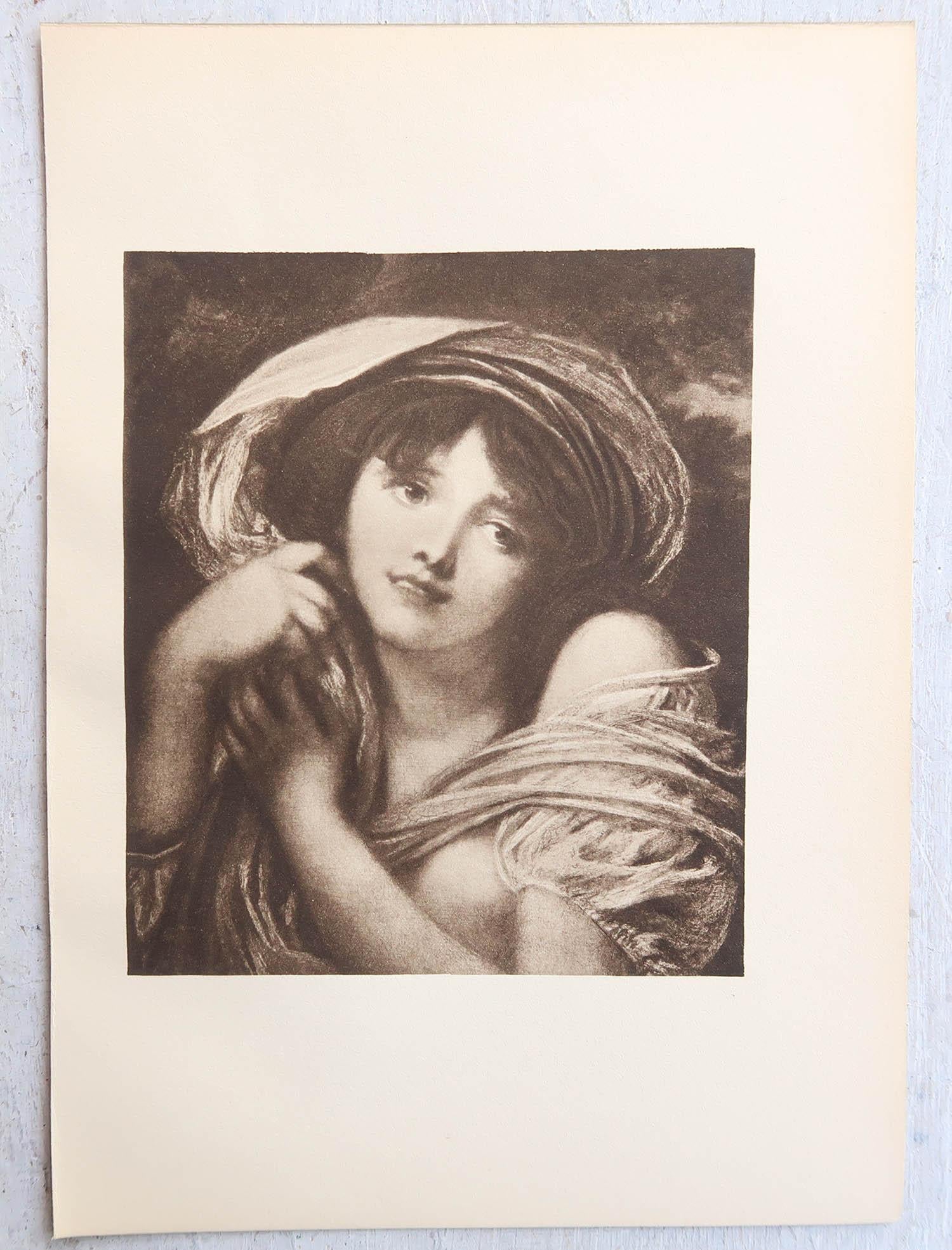 Louis XV Original Antique Print After Jean-Baptiste Greuze. 1912 For Sale