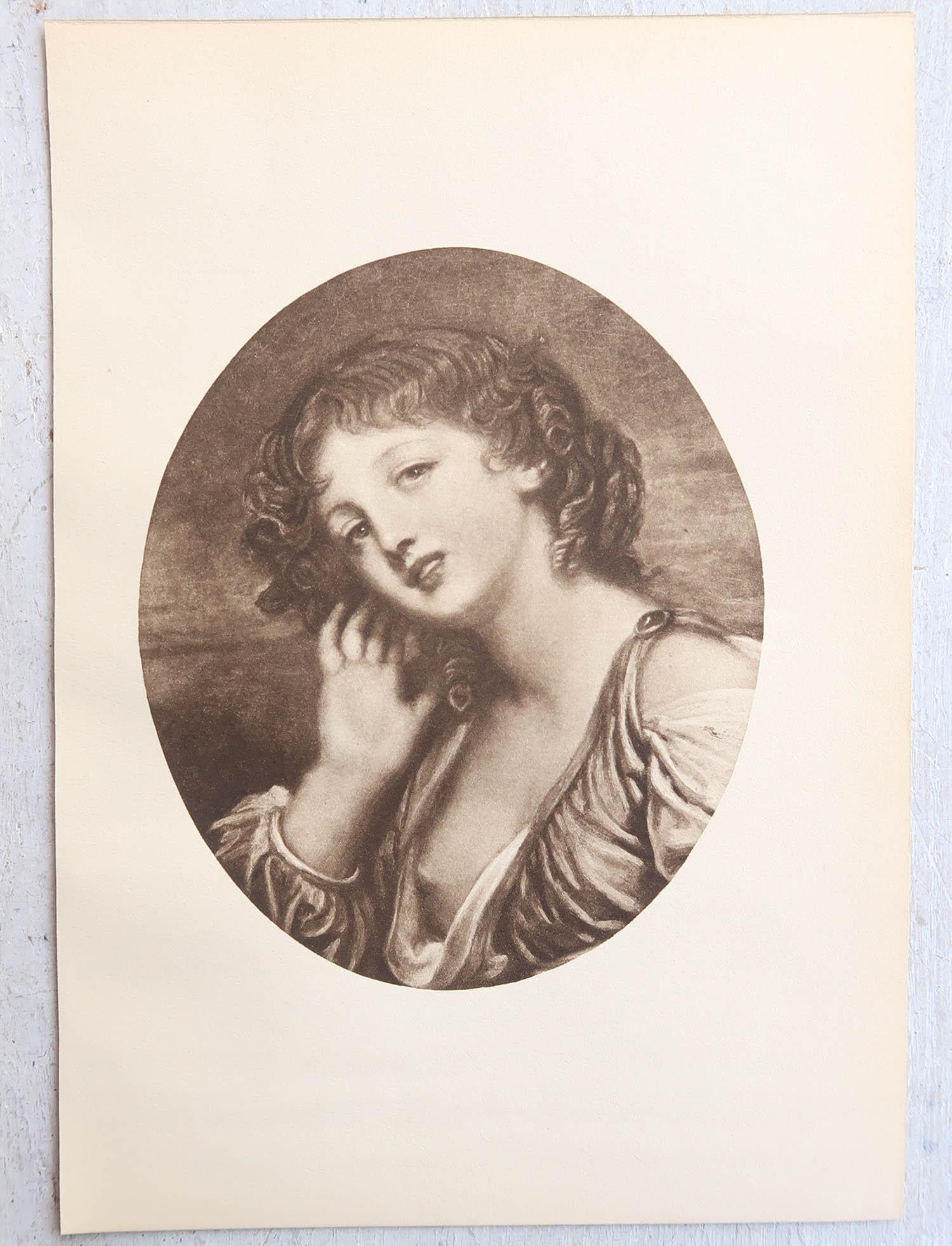 English Original Antique Print After Jean-Baptiste Greuze. 1912 For Sale